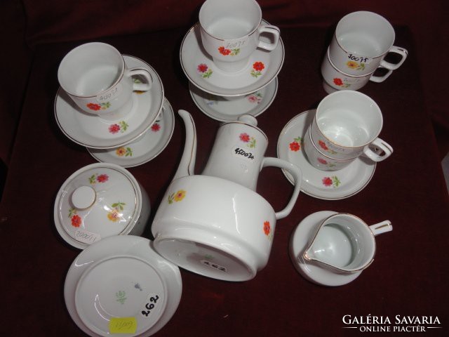 Hollóház porcelain coffee set, 15 pieces, floral pattern. He has!