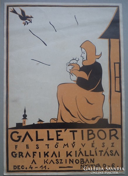 Poster for the first collection exhibition of tibor Gallé. 1925