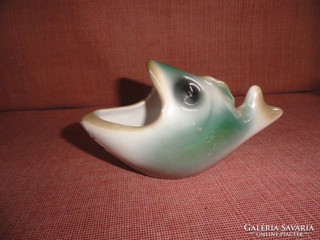 Iparművész porcelán hal formájú ékszertartó, 8 cm magas. Vanneki! Jókai