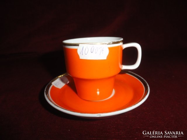 Hollóházi porcelán kávés pohár + alátét, narancssárga színű. Vanneki!