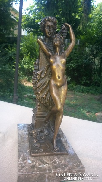 Tavasz-női akt bronz szobor márványtalpon