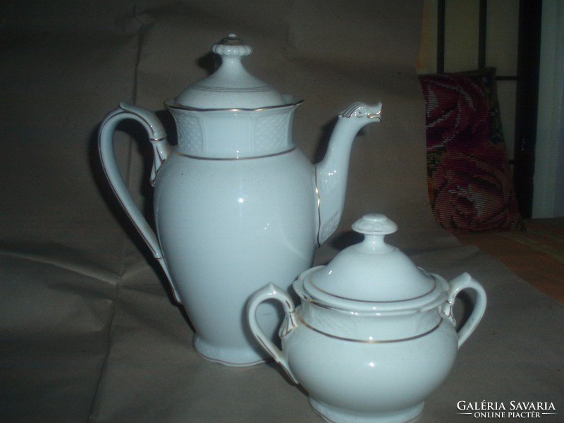 Antik,porcelán Rosenthal fehér teáskanna ,cukortartóval