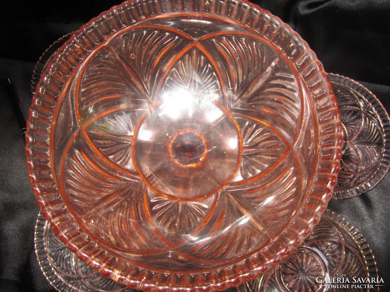 Art deco deco salmon pink glass serving dish coffee house bowl serving dish set of 5 exceptionally spectacular