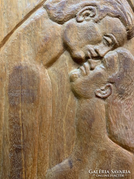 László Feldman: carved relief of a couple in love, statue - 3362