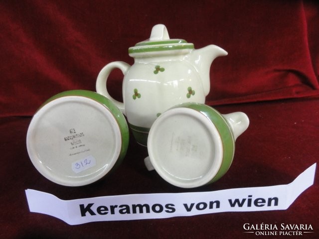 Keramos von Wien  porcelán teáskanna, cukortartó és tejkiöntő. Vanneki!