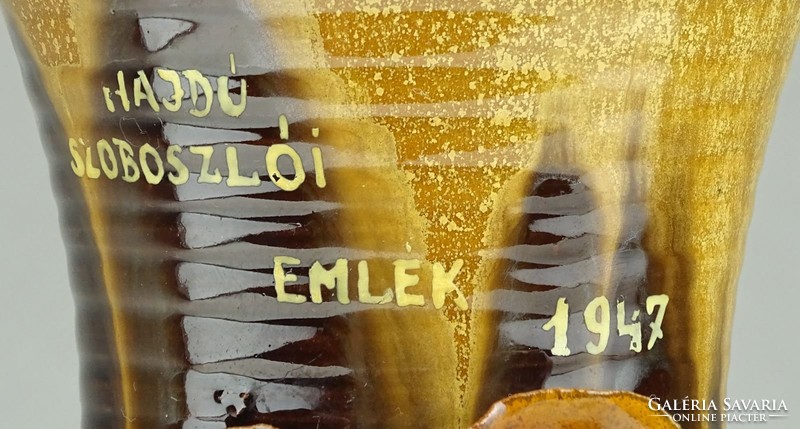 0X487 Hajdúszoboszlói kerámia váza 1947 18 cm