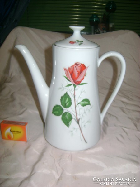 Rózsás porcelán teás kanna, teakiöntő