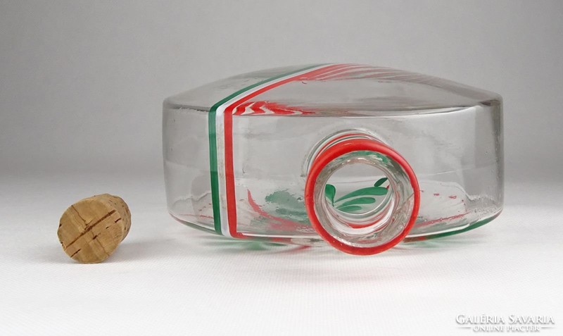 0X607 Régi trikoloros üveg kulacs 16.5 cm