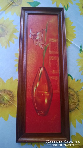 Flower in a vase canvas wall picture + wooden frame - new, also as a gift