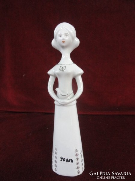 Aquincumi porcelán figurális szobor. Galambot tartó lány. Vanneki! Jókai.