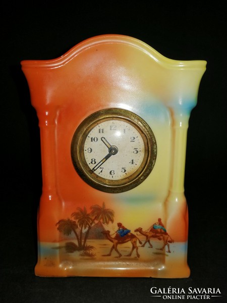 Antique victoria china sahara, camel pattern Czech porcelain clock - ep