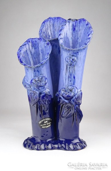 0X732 Kortárs görög kék kerámia váza 25.5 cm