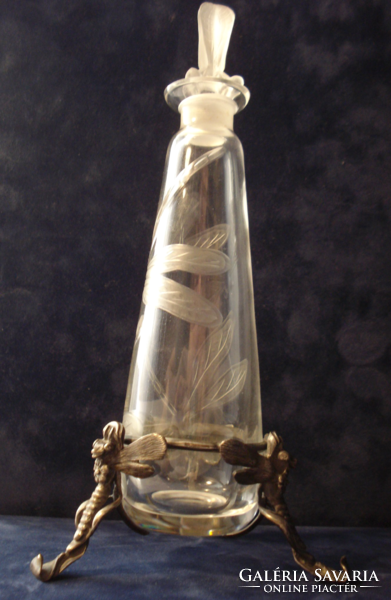 Szecessziós parfümös üveg, szitakötő mintával (Lucien Gaillard: 1907-1914)