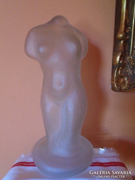 Lalique France French Frosted  Glass acid etched Nude akt Deer Art Glass Sculpture 