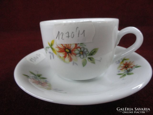 Jarolina Polish porcelain coffee cup + saucer. With yellow/green pattern. He has!