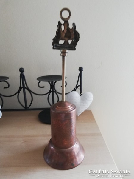 Decorative antique copper brush with boat handle 28 cm