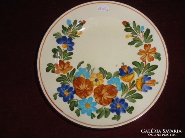 Városlőd wall plate hand painted. The inside is butter-colored and the outside is dark brown. He has!