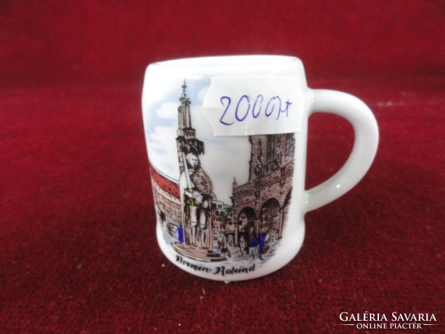 FLOSS Bavaria német porcelán emlék korsó. Bremen Roland szobrával a székesegyházzal szemben. Vanneki