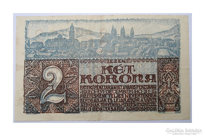2 korona Pécs Városi szükségpénz   1920 . POSTA VAN !