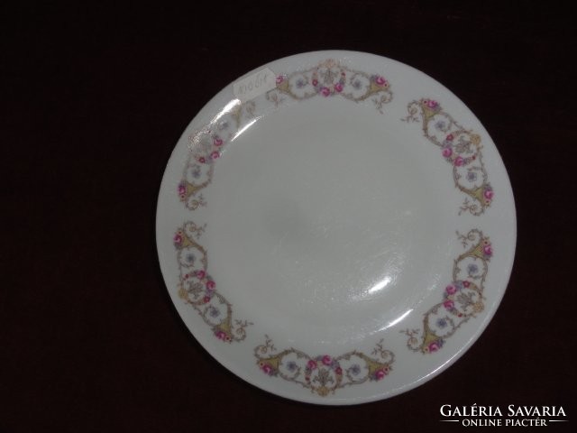 MZ Csehszlovák porcelán antik süteményes tányér. Hófehér alapon arany/rózsaszín mintával. Vanneki!