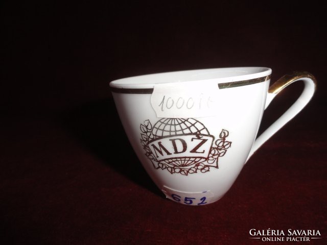 MZ Csehszlovák porcelán kávéscsésze, MDZ felirattal, arany díszítéssel. 