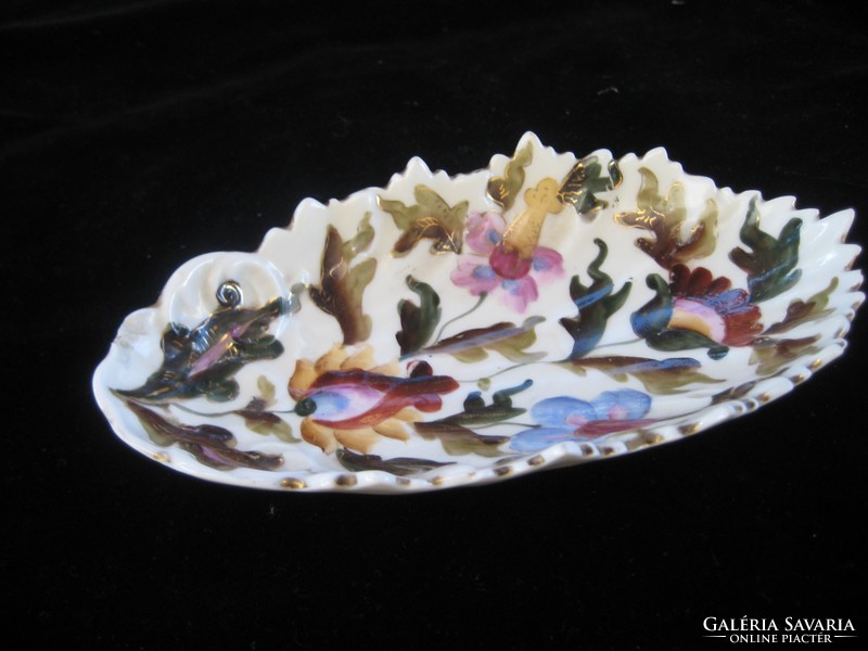 Marked fine porcelain tray, hand painted, 15 x 9 cm