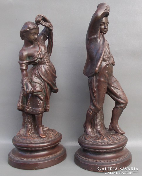 Pair of antique Sarreguemines ceramic figurines