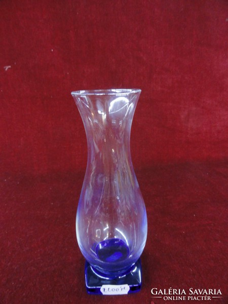 Glass vase with blue base, 17.5 cm high. He has! Jókai.