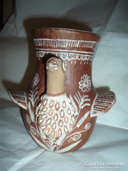 Antique, beautiful terracotta bird vase