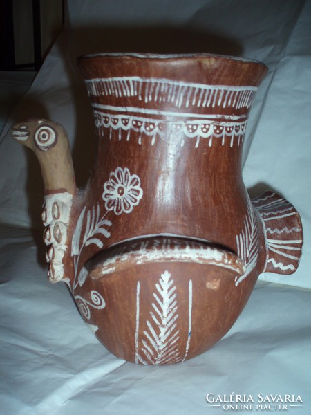 Antique, beautiful terracotta bird vase