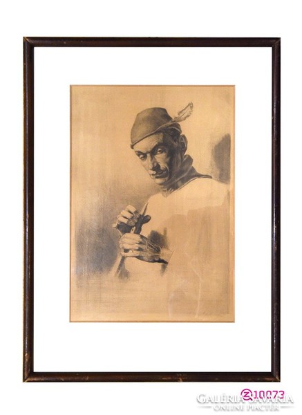 Unknown author, “hunter with whistle” c. Picture. Presumably xx. Works by Italian artist Sz.-I.