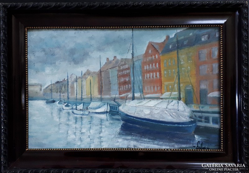 -Port in the Winter- Oil painting