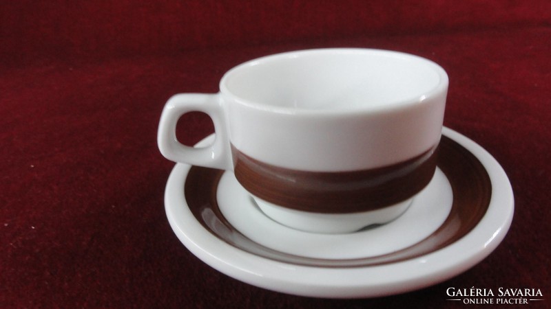3 db együt eladó LILIEN porcelán , kávéscsésze + alátét. Hófehér alapon kávébarna csíkkal. Vanneki!