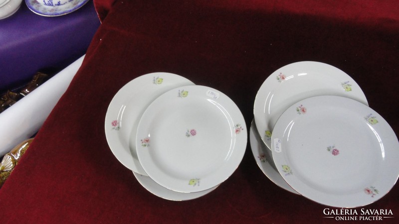 Zsolnay porcelain cake plate with antique small flower pattern. Set of 6 pcs. He has!