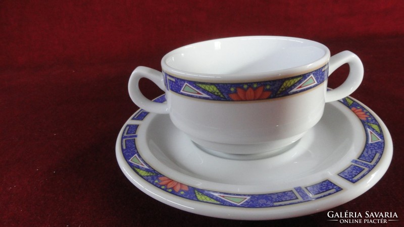 6 db együtt eladó LILIEN porcelán Ausztria. Leveses csésze + alátét, kék szegéllyel. Vanneki!