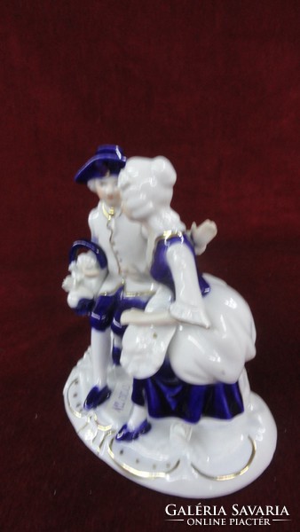 Cdc German hand painted figural sculpture, rococo couple, couple in love. He has!