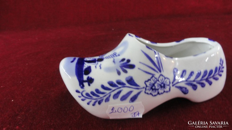 Holland porcelán papucs, kobalt kék mintával és szélmalommal. 13.5 cm Vanneki!