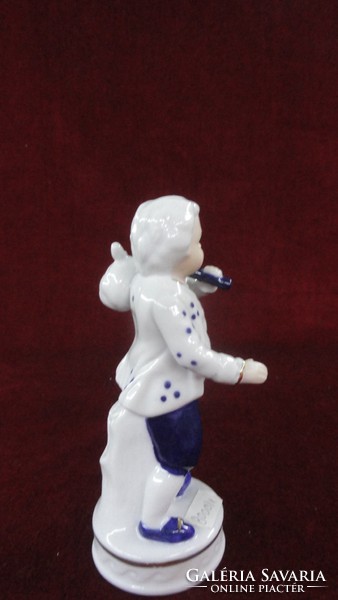 CDC német kézzel festett figurális szobor, vándor legény. Rokokó stílus, kobalt kék nadrág. Vanneki!