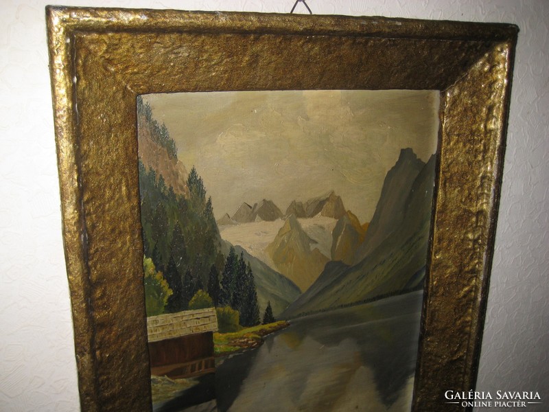 Antik alpesi festmény 1954  ,  Amann  aláírással  olaj-farost