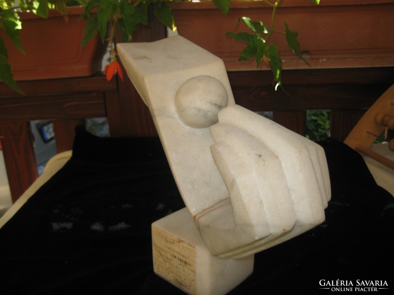 Ioan sev is a well-known French sculptor, modern white marble statue 1940 size 33 x 30x10 cm