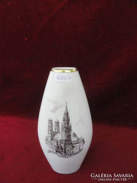 LINDNER KUEPS Bavaria német porcelán váza. 257 típusszámú, Münchent ábrázoló képpel. Vanneki!