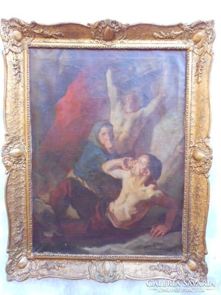 Vydai Brenner Nándor ( 1903- 1949 ) Bányaomlás / Átütő erejű, drámai festmény, a '40-es évekből.
