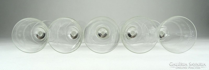 0E378 Maratott üveg talpas pohár készlet 5 db
