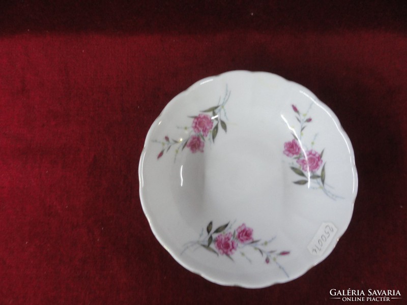 LILING kínai porcelán tálka, hullámos szélű, halvány lila virággal. Vanneki!