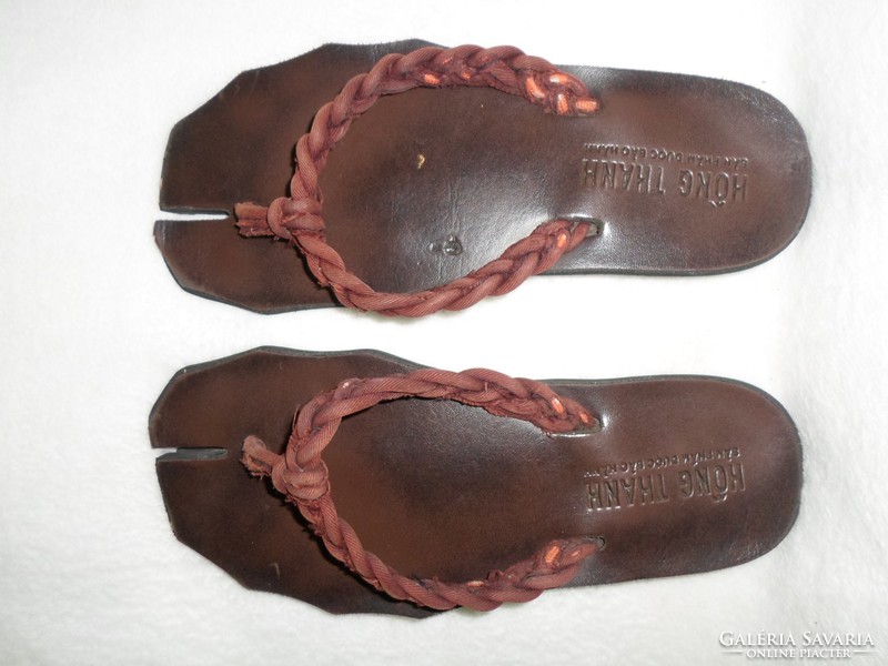 Handmade Vietnamese Buddhist style leather slippers size 38