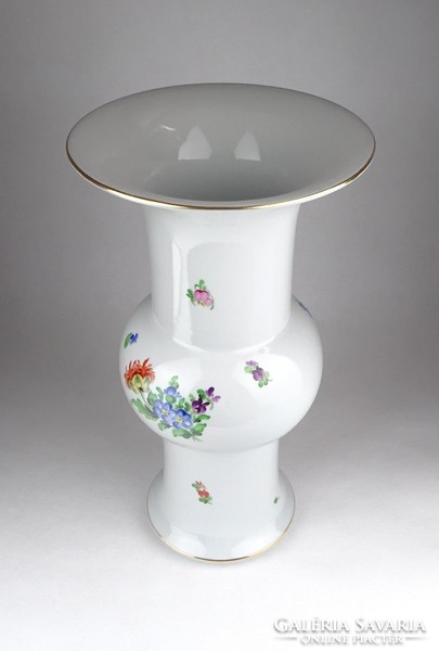 0Y007 Virágmintás Herendi porcelán váza 35 cm