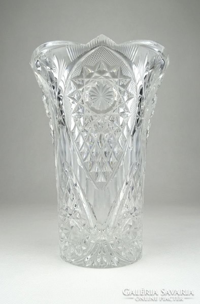 0Y011 Régi csiszolt kristály váza 18 cm