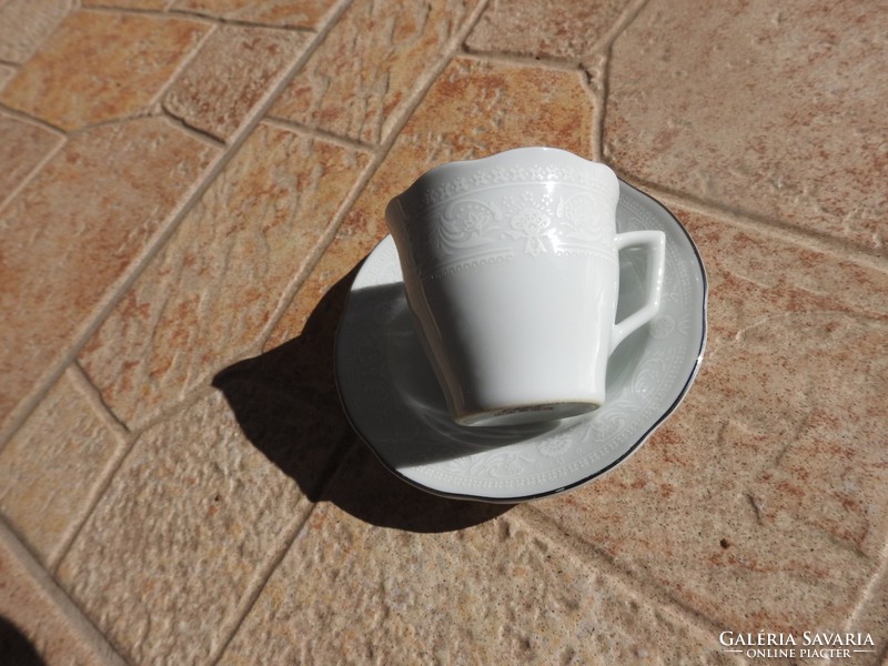 Régi aranyszegélyes diszkrét fehér mintás kávés készlet 6 fő részére