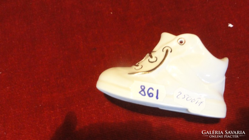 Aquincum porcelain white small shoes with gold laces. He has! Jokai.