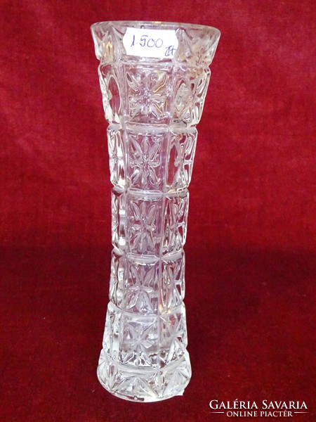 Üveg váza,  retro korának megfelelő szép darab,  mag .20 cm átm 6.5 cm, hibátlan. Vanneki!